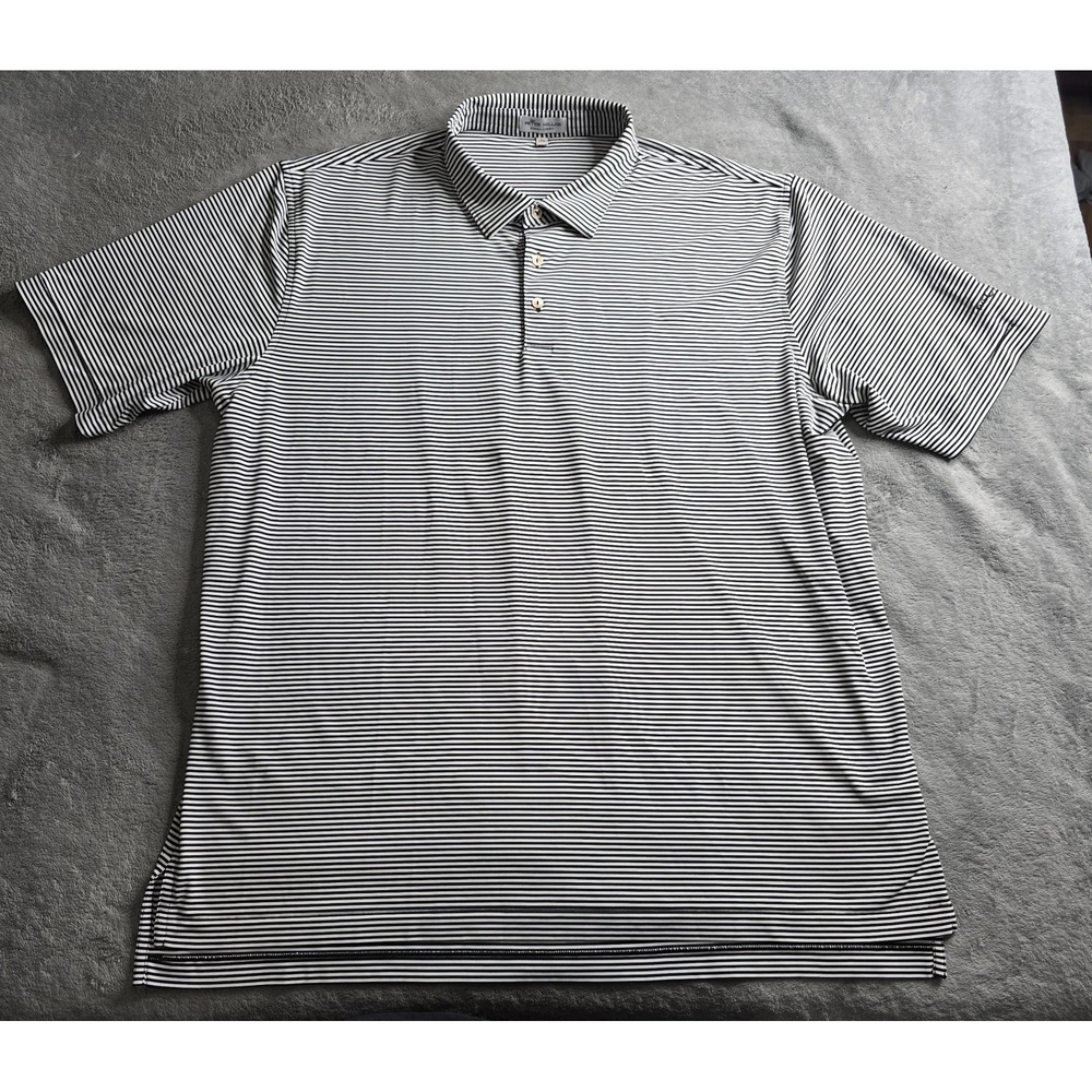 Peter Millar Summer Comfort Golf Polo Shirt Mens XXL Black White Stripes